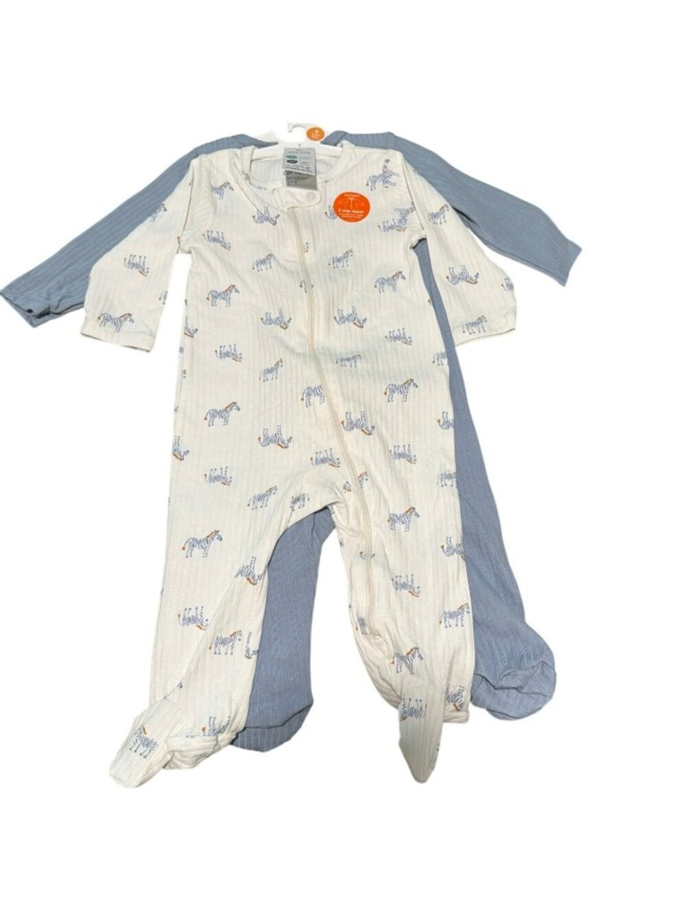 Carters 2-Piece Baby One Piece Footies 2-Way Zippers New